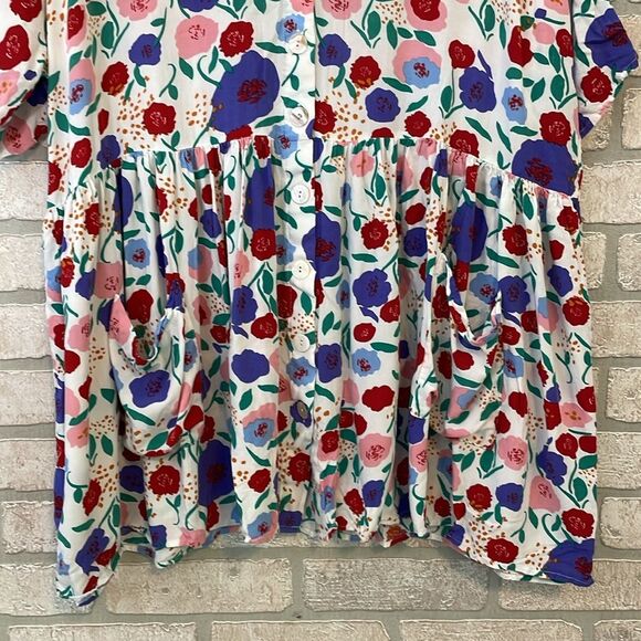 Petal & Pup Keats Floral Babydoll Mini Shirt Dress size S/M - Picture 5 of 10